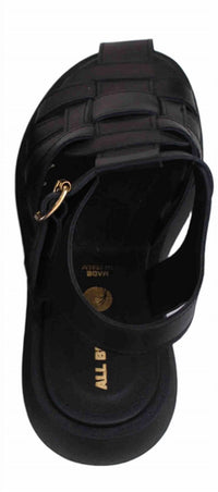 ALL BLACK Women's Square Woven Sandal in black - women's sandal - detail view