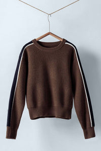 Urban Daizy - Women's Contrast Stripe Ribbed Sweater