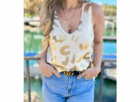 Amoli - Leopard Knit Scoop Neck Tank Top