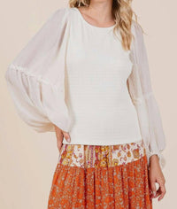 Mittoshop - Elegant Sheer Sleeve Top