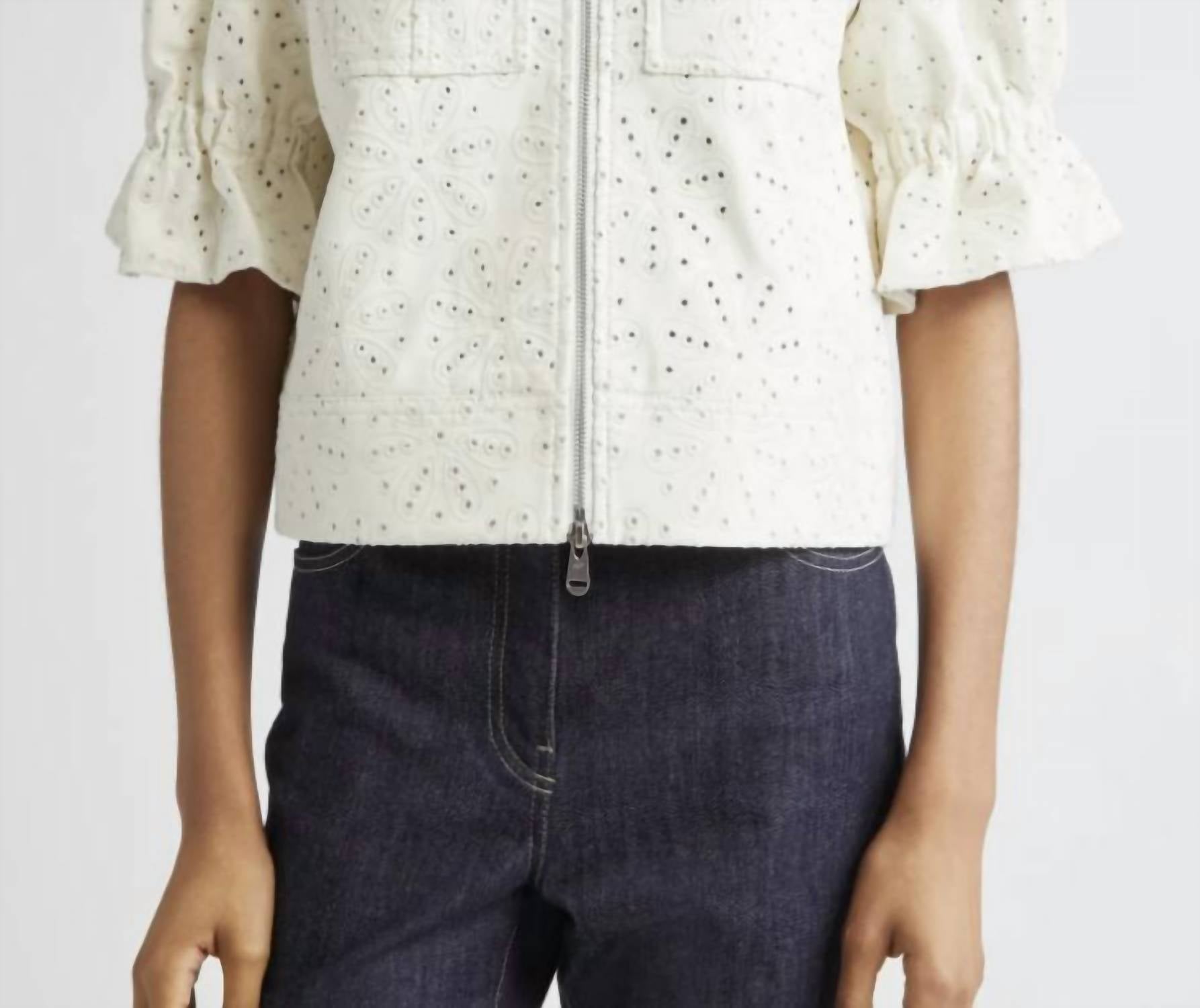 Cinq A Sept - Holly Embroidered Faux Leather Jacket