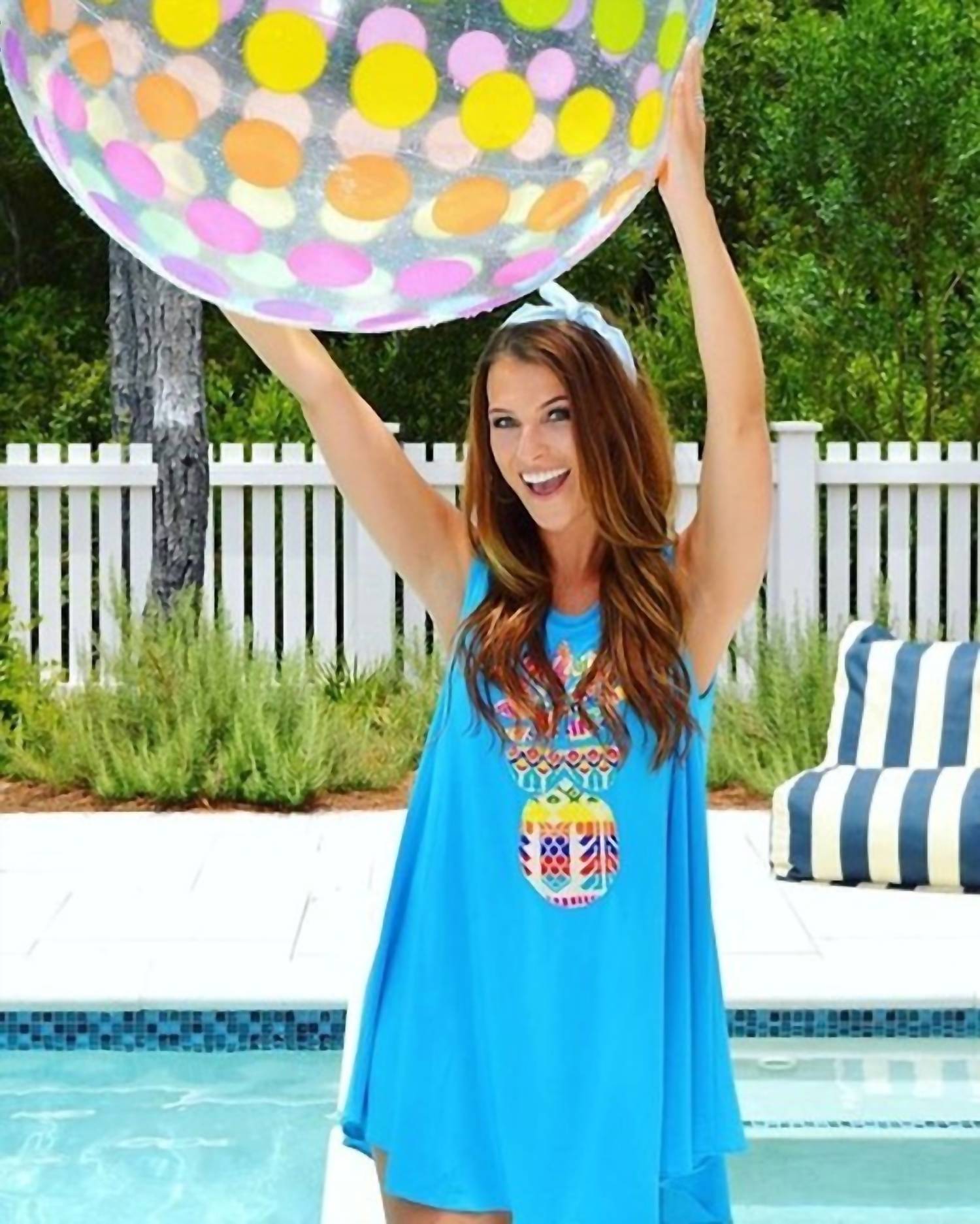 Judith March - Shift Dress with Pineapple Applique