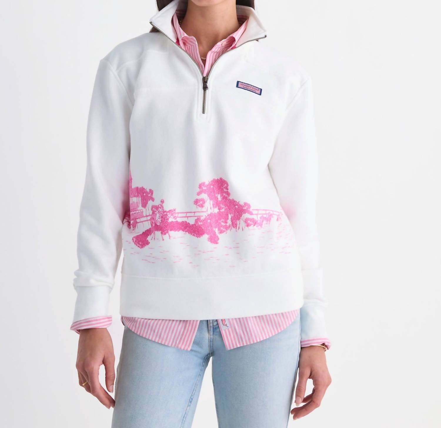 vineyard vines Kentucky Derby Surf Terry Shep Shirt in white - women's long sleeve top