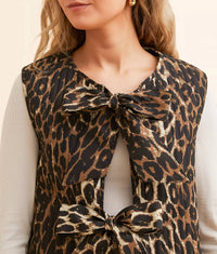 Veveret - Animal Print Quilt Ribbon Tie Vest