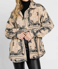 Elleborn - Paisley Sherpa Button Down Jacket