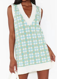Show Me Your Mumu Hartford Tank Sweater Dress in green plaid - women's dress