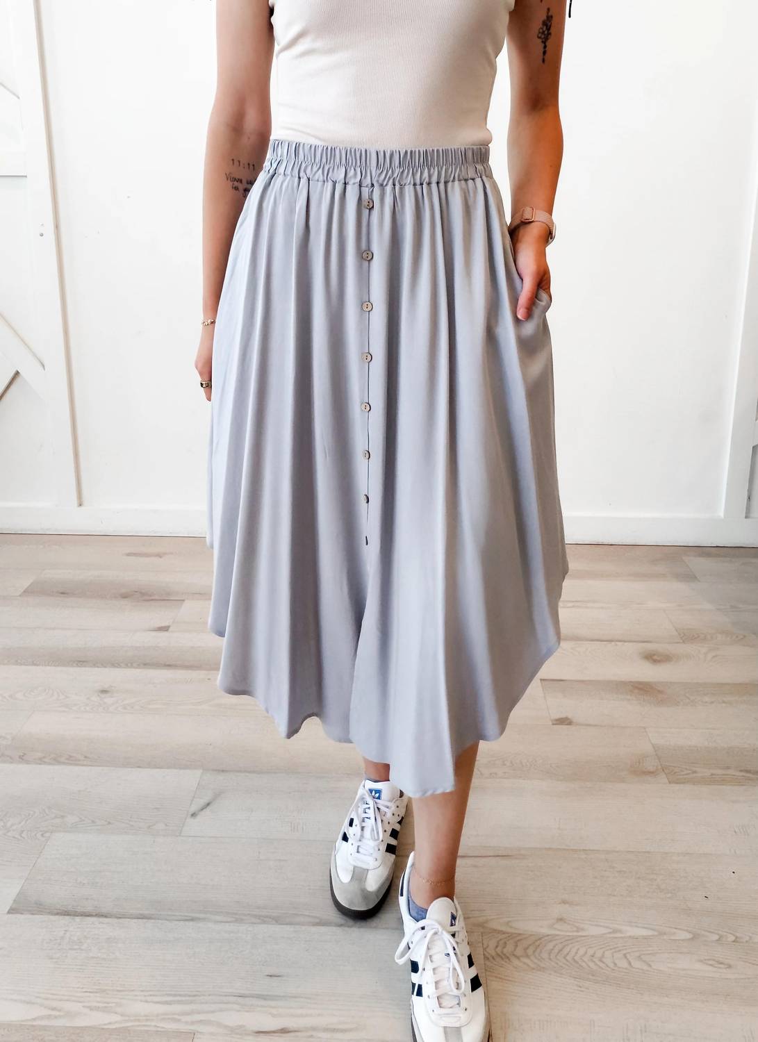 Final Touch - Sophia Button Front Midi Skirt