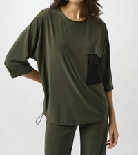 Joseph Ribkoff - Scoop Neckline 3/4 Sleeves Cocoon Top