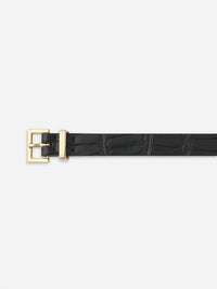 FRAME Women's Petite Croc Belt in black - women's accessory - detail view