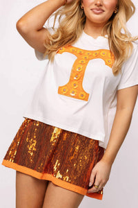 Queen Of Sparkles - Licensed Tennessee Mascot Sequin Flower Tee