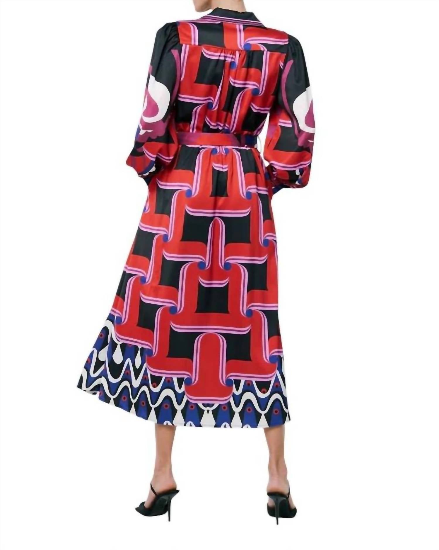 Ciebon - Jessenia Engineered Swirl Shirt Dress