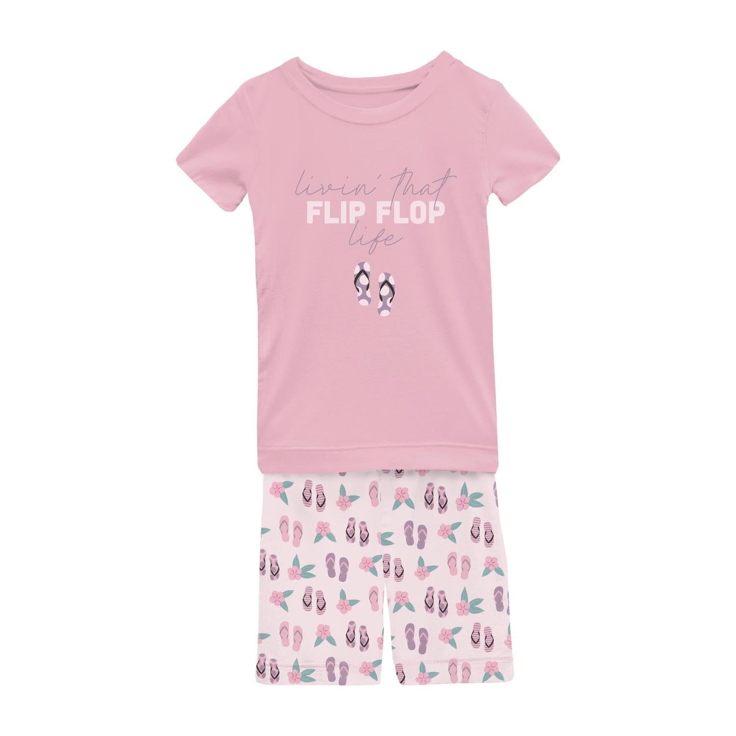 Kickee - Kids' Short Sleeve Graphic Tee Pajama Set With Shorts