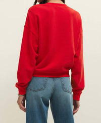 Z Supply First Date Fleece Sweatshirt in kiss me red - women's top - detail view