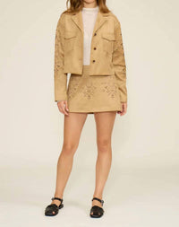 LUCY PARIS Nia Faux Mini Skirt in tan - women's skirt