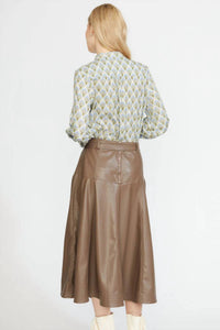 Stellah - Faux Leather Midi Skirt