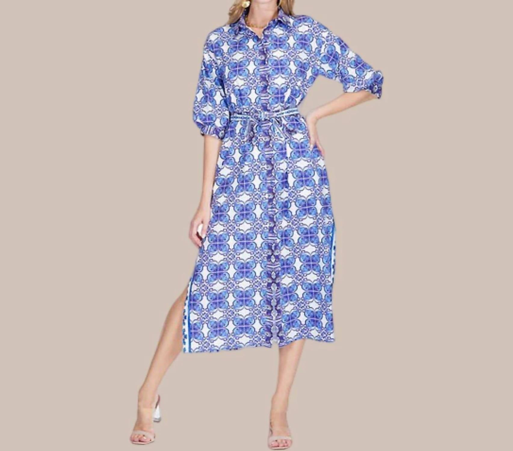 Jade - Damask Maxi Shirt Dress