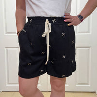 Davi & Dani - Ribbon Embroidery Elastic Waistband Short