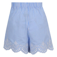One Collective Women's Embroidered Shorts in cornflower blue white - women's shorts - detail view