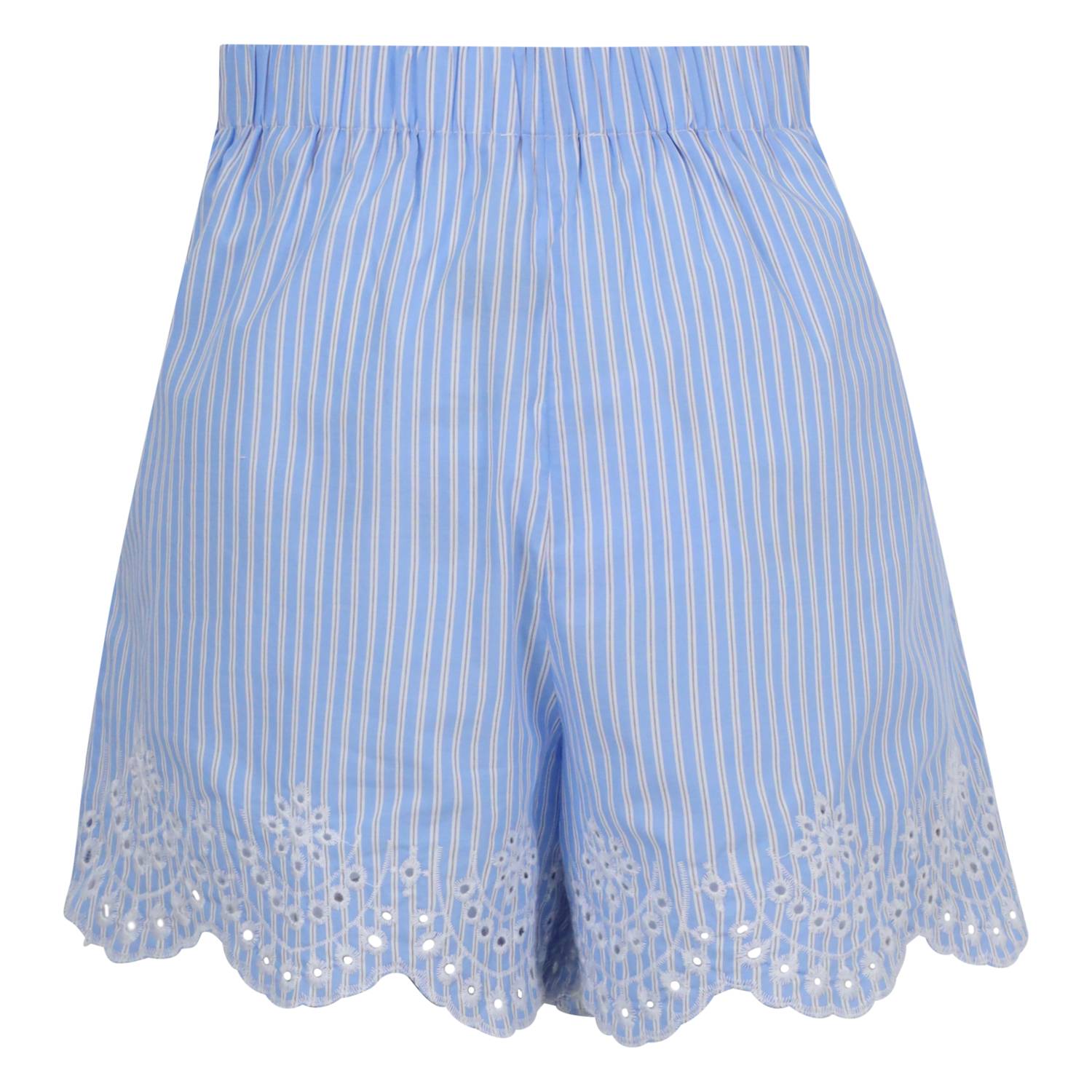 One Collective Women's Embroidered Shorts in cornflower blue white - women's shorts - detail view