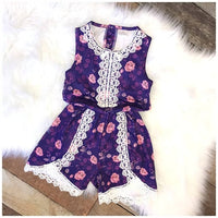 Pete + Lucy - Girls Lace Trim Romper