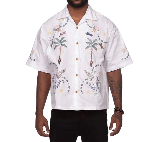 Icecream - Palms Cropped Fit Short Sleeve Woven Shirt