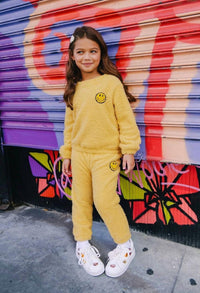 Lola + The Boys Sunshine Smile Patch Fuzzy Set in yellow - item - alternate view