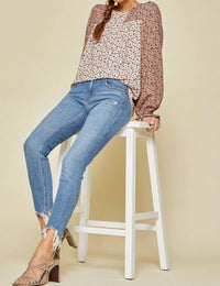 Andree By Unit - Two-Tone Floral Blouse