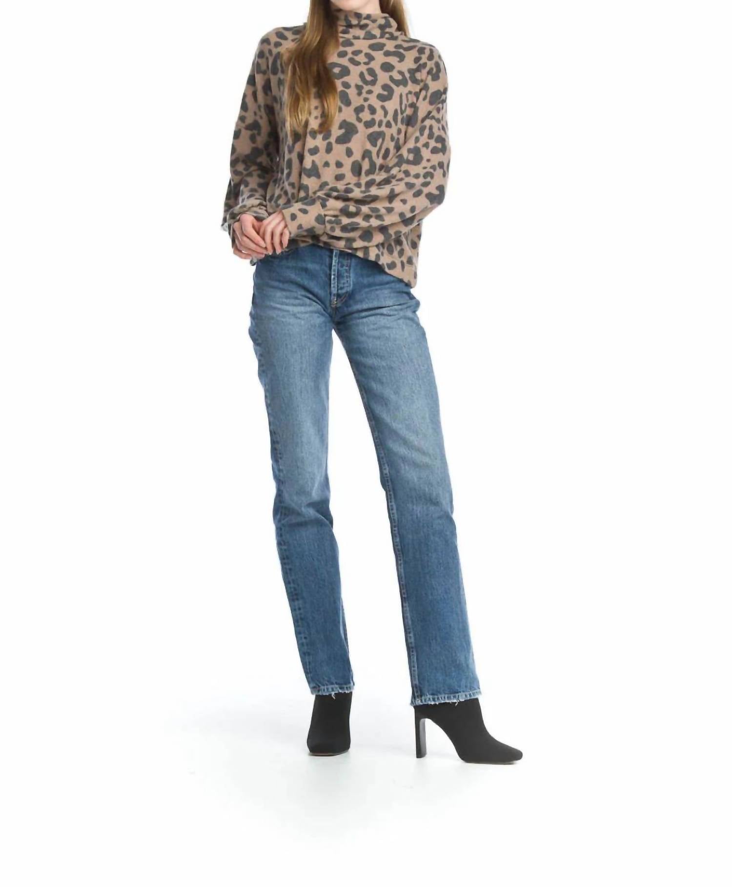 Papillon - Leopard Long Sleeve Turtle Neck Sweater