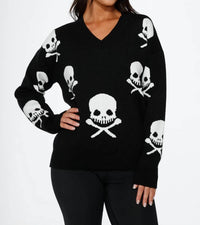 Orchid Bloom - Skulls V-neck Sweater