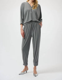 Joseph Ribkoff - Zipped V-neck Long Sleeve Boxy Top