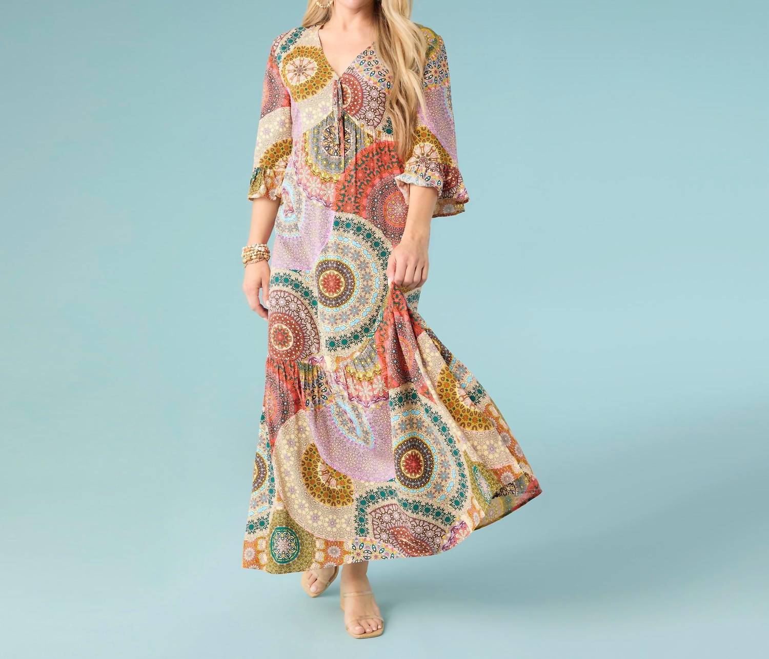 COCO + CARMEN Cora V-neck Maxi Dress in multi - women's dress