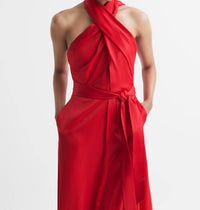 Reiss - Vida Satin Halter Neck Dress