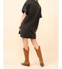 Blue B - Howdy Shirt Dress With Rhinestone Detail