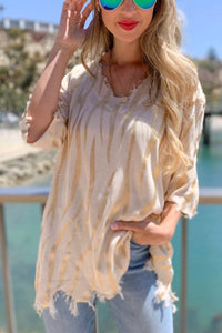 Amoli Zero Effort Zebra Knit Top in ivory - women's blouse - alternate view