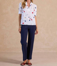 Current Air - Star Printed Short Sleeve Blouse