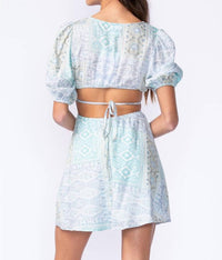 Sky To Moon - Boho Print Cutout Tie Detail Dress