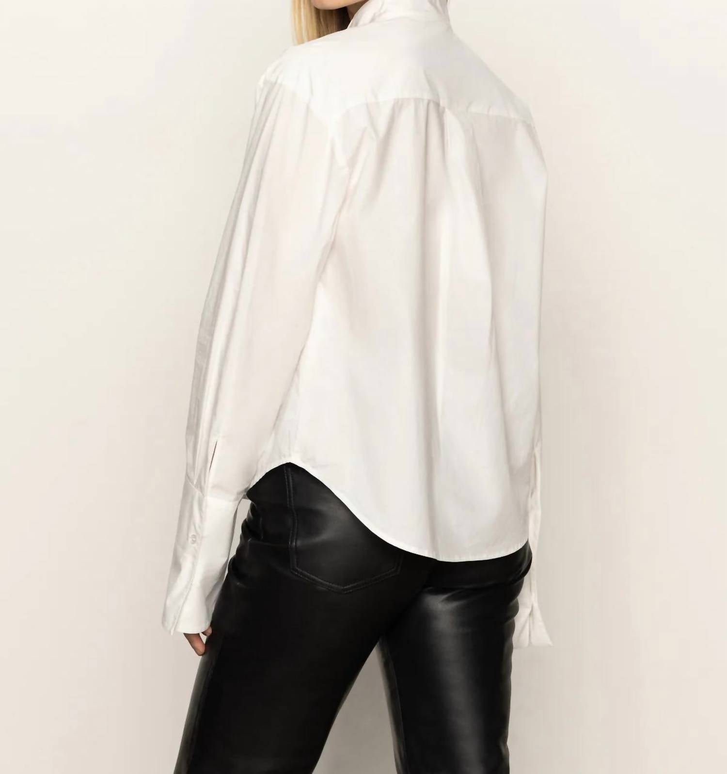 Sanctuary Women's New Era Tuxedo Shirt in white - women's long sleeve top - detail view