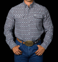 Ferrell The Connor Long Sleeve Snap Shirt in brown - men's long sleeve top