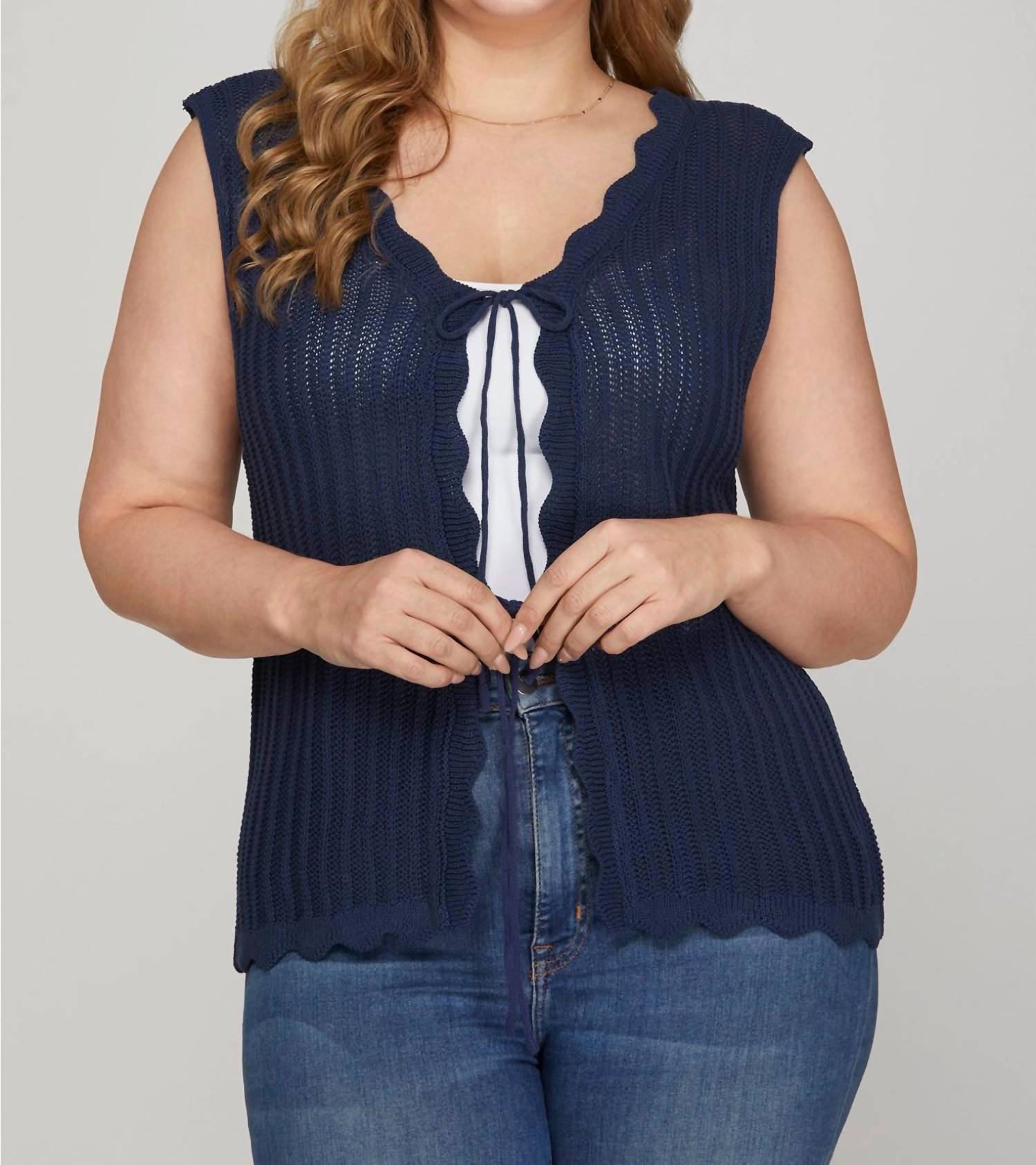 She + Sky - Harbor Scallop Tie Sweater Vest