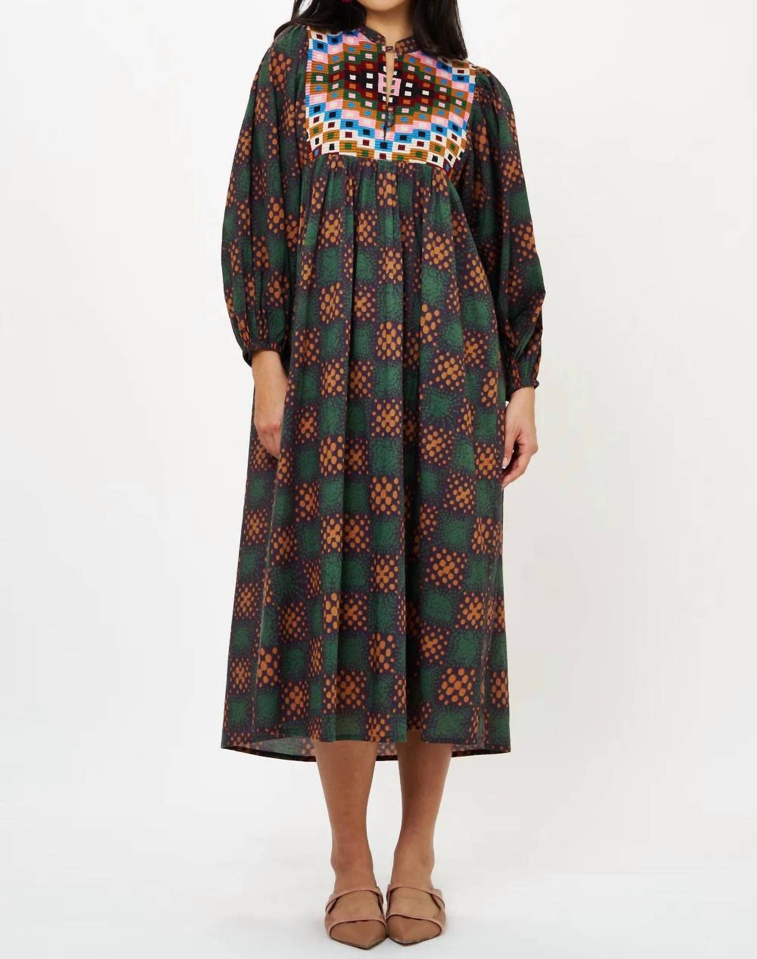 Oliphant - Mandarin Balloon Sleeve Midi Dress