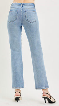 Risen - Mid Rise Tummy Control Ankle Straight Jeans