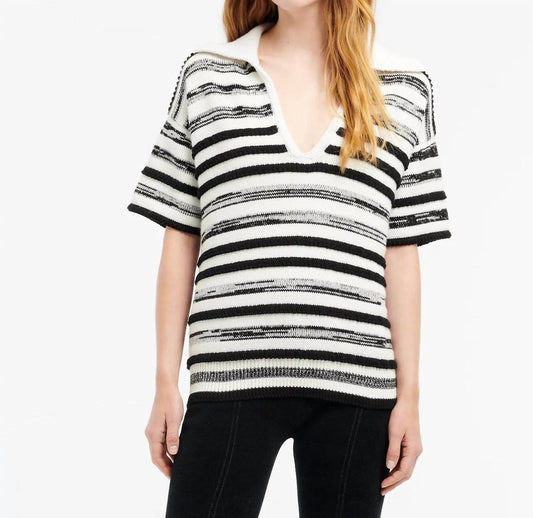 Barrie - Striped Cashmere And Cotton Polo Top