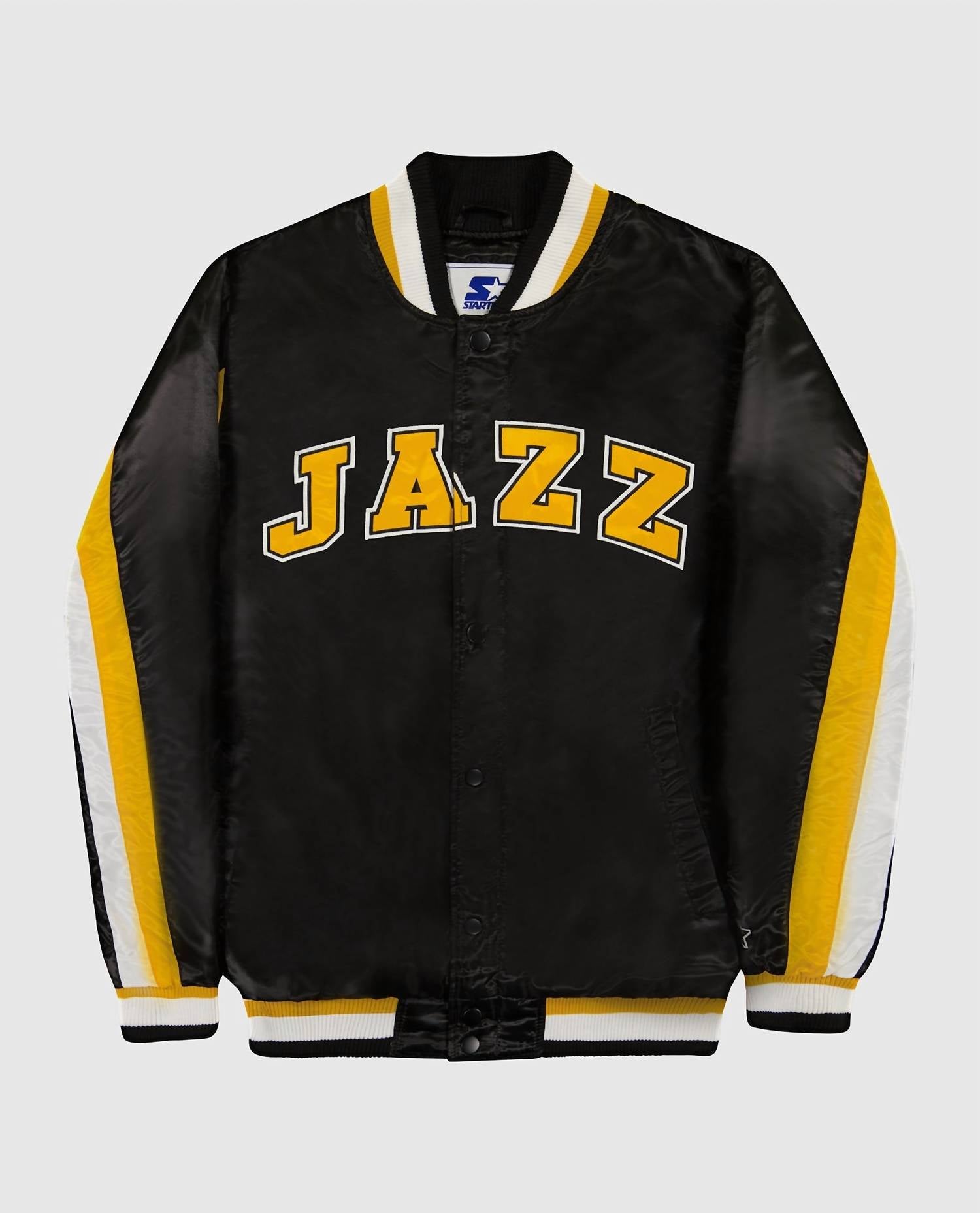 Starter - Men's Utah Jazz Varsity Satin Full Snap Ace Jacket