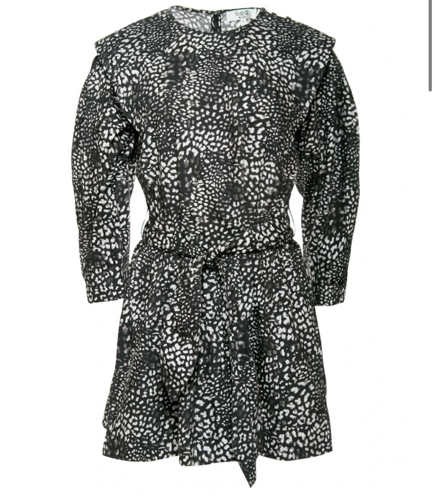 Sea - Women's Calla Cheetah Long Sleeve Belted Tunic Dress
