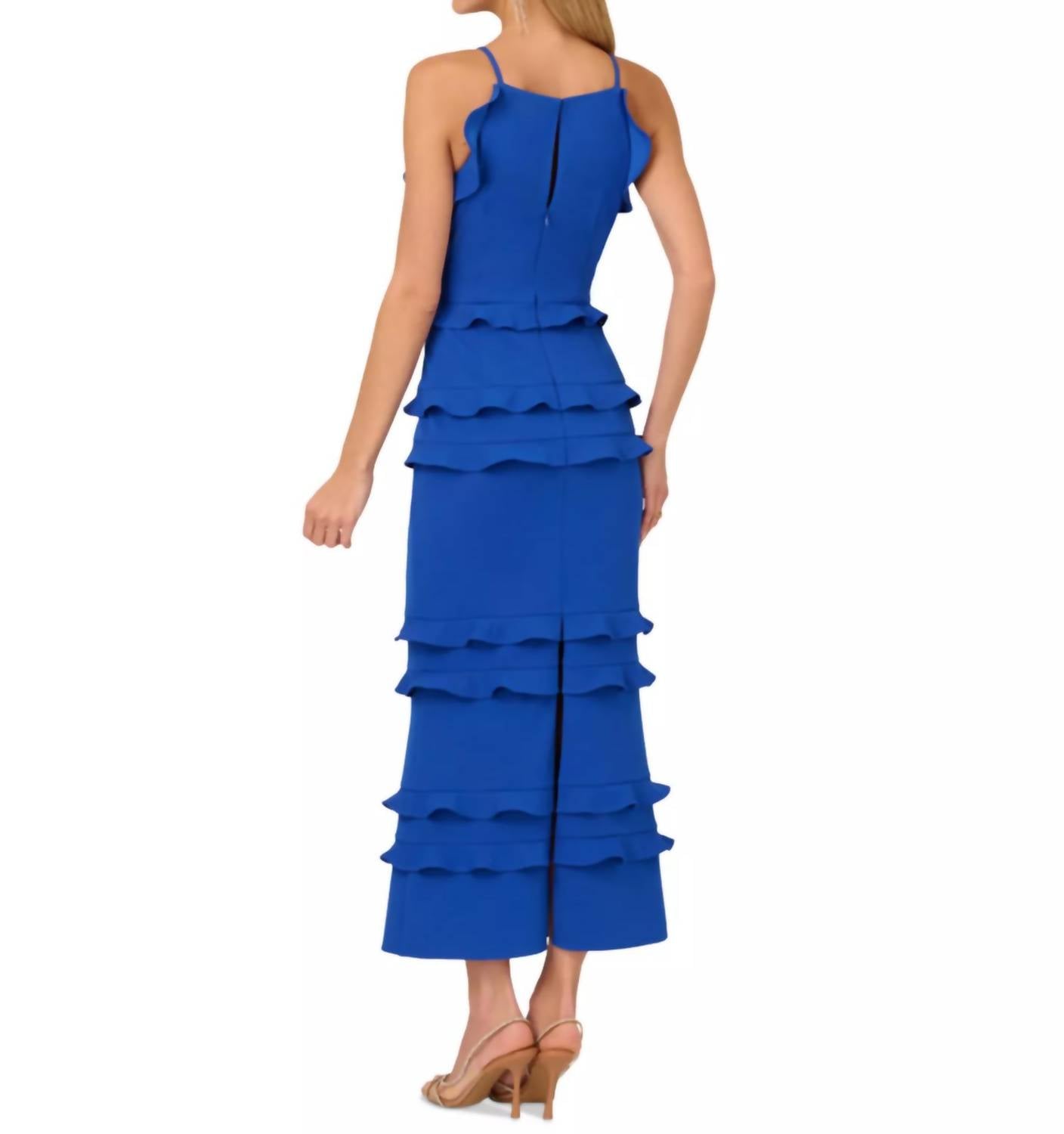 Aidan Mattox - Sleeveless Crepe Flounce Midi Dress