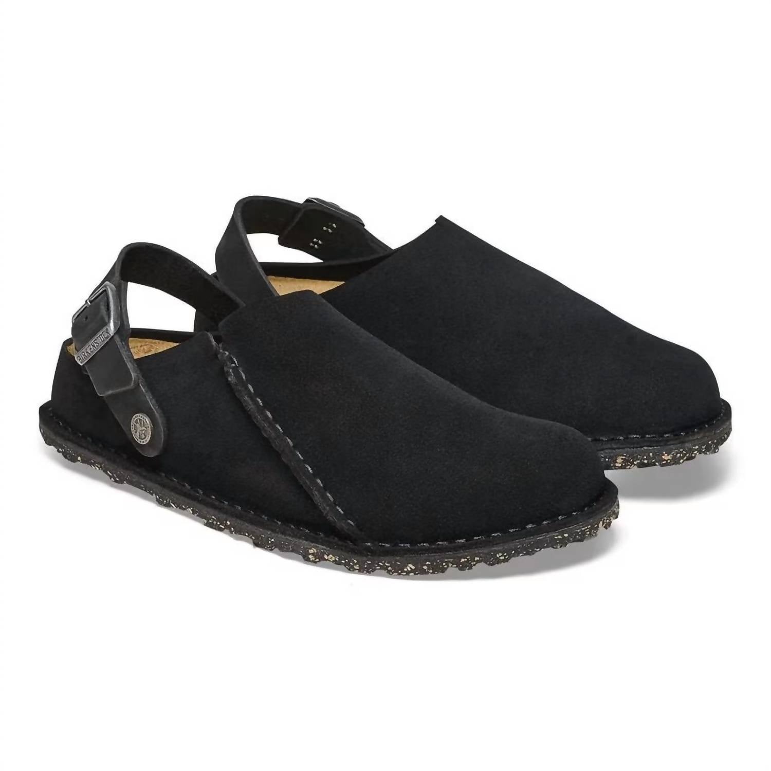 BIRKENSTOCK Women's Lutry Suede Clog in black - women's shoe - alternate view