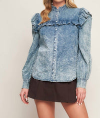 Flying Tomato - Acid Washed Denim Top