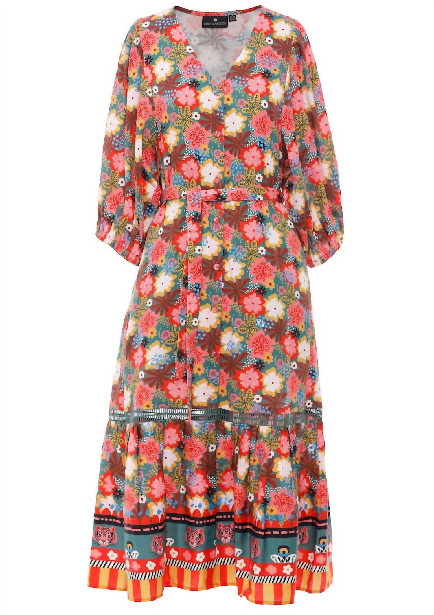 Emily Lovelock - Sophie Tiger Print Midi Dress