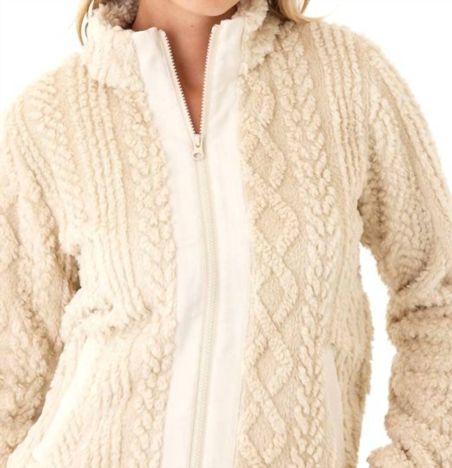 Threads 4 Thought - Patsy Cable Knit Sherpa Jacket