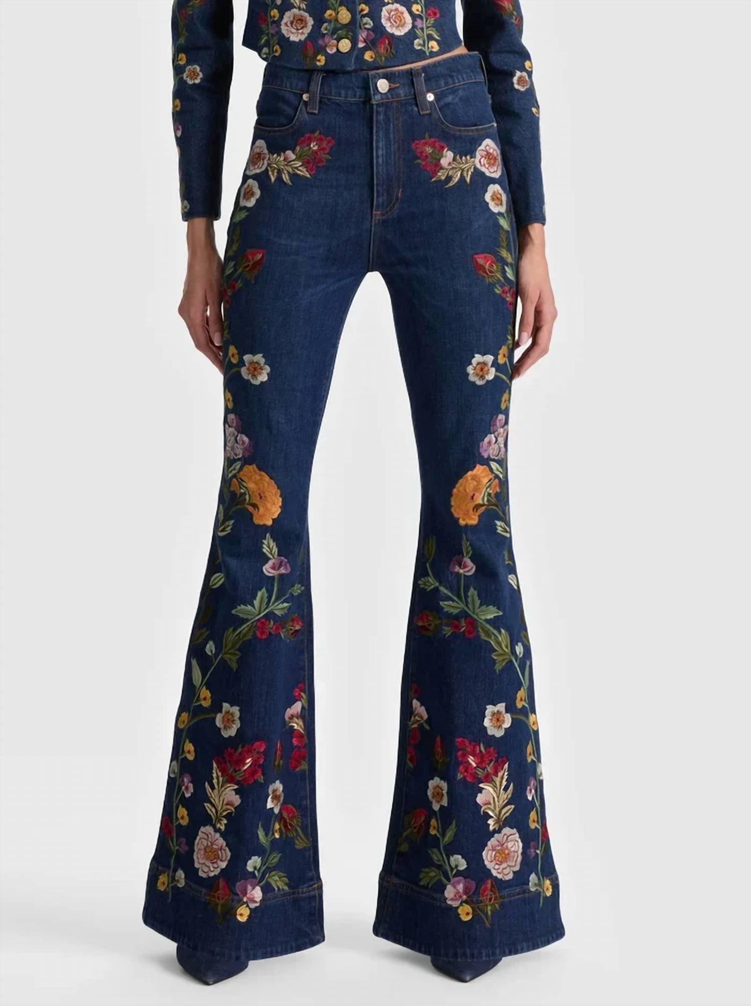 Alice + Olivia - Women's Beautiful Embroidered Jean